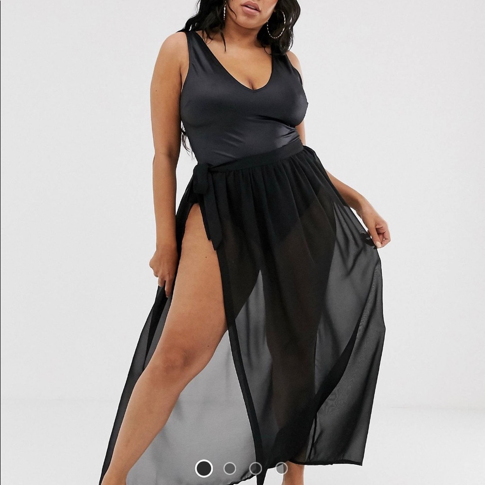 ASOS Curve maxi chiffon beach sarong cover up